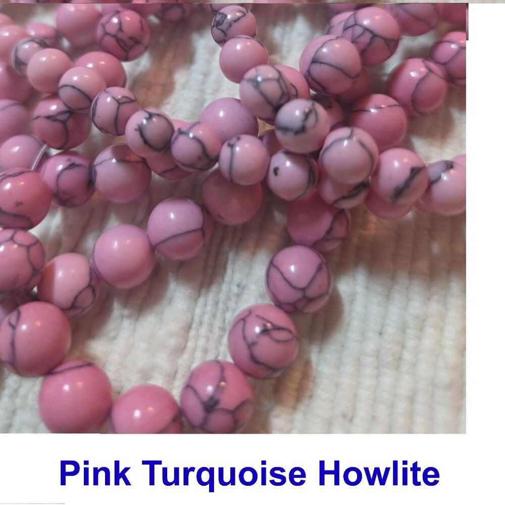 Pink Turquoise Howlite  Natural Stone15" Strand